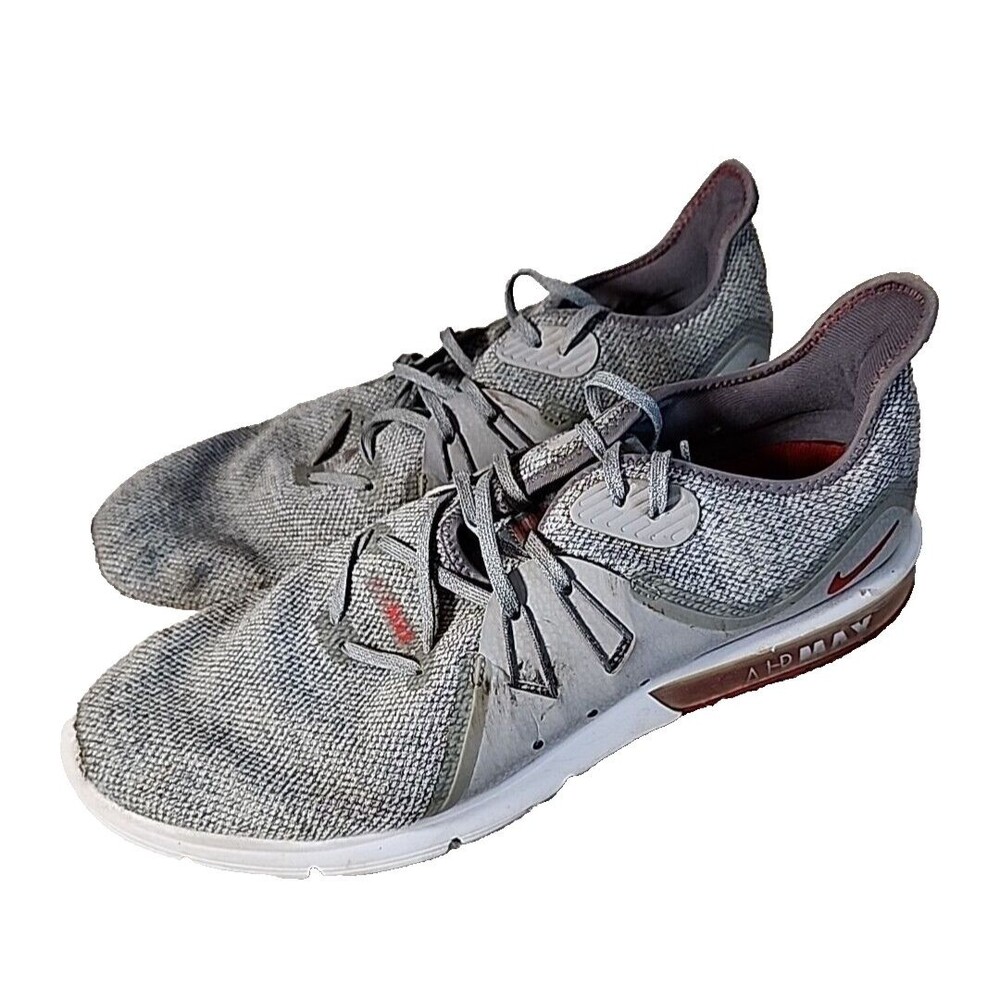 Nike Shoes MENS 13 Air Max Fitsole Sequent 3 Cool Gray‎ University Red Sneakers